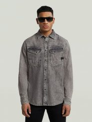 G-Star Koszula dżinsowa - Slim fit - w kolorze szarym rozmiar: M. Szare koszule G-Star, m, bez wzorów, z bawełny, bez kołnierzyka, bez ramiączek. Za 173.45 zł.