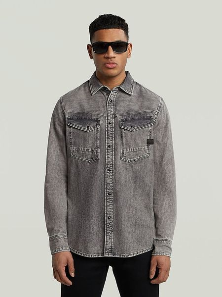 G-Star Koszula dżinsowa - Slim fit - w kolorze szarym rozmiar: M. Szare koszule G-Star, m, bez wzorów, z bawełny, bez kołnierzyka, bez ramiączek. Za 173.45 zł.
