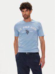 U.S. Polo Assn. T-Shirt MUP3268 Błękitny Regular Fit. Niebieskie koszulki polo sportowe U.S. Polo Assn., m, bez wzorów, z bawełny, bez kołnierzyka, bez ramiączek. Za 119.99 zł.