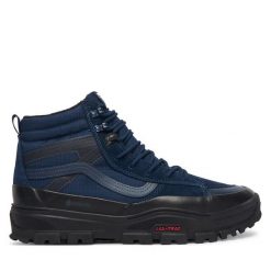 Trekkingi Vans. Niebieskie buty trekkingowe Vans, bez wzorów, z gore-texu, bez zapięcia. Za 799.99 zł.