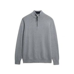 Sweter z wełny z kołnierzem typu stójka Superdry. Niebieskie swetry nierozpinane Superdry, na zimę, m, bez wzorów, z wełny, bez kołnierzyka, bez ramiączek. Za 327.70 zł.