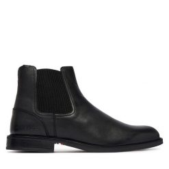 Sztyblety Tommy Hilfiger. Czarne botki sznurowane Tommy Hilfiger, bez wzorów, bez obcasa, bez zapięcia. Za 699.99 zł.