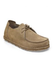 Birkenstock Skórzane trzewiki "Utti" w kolorze beżowym rozmiar: 44. Brązowe botki sznurowane Birkenstock, bez wzorów, bez obcasa, bez zapięcia. Za 609.95 zł.