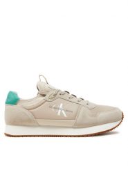 Calvin Klein Jeans Sneakersy Runner Sock Laceup Ny-Lth YM0YM00553 Beżowy. Brązowe buty sportowe casual Calvin Klein Jeans, bez wzorów, z jeansu, bez zapięcia. Za 399.99 zł.