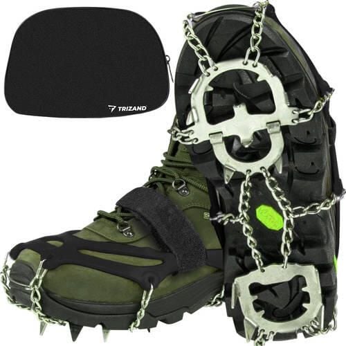 Raczki na Buty Kolce Turystyczne Raki TRIZAND + Etui. Szare buty trekkingowe TRIZAND, bez wzorów, bez zapięcia. W wyprzedaży za 49.90 zł.