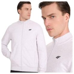 Bluza bejsbolówka bomberka męska 4F 4FWMM00TSWSM1463. Szare kurtki 4F, m, bez wzorów, z bawełny, bez kaptura. Za 99.99 zł.