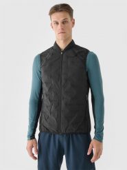 4F Bezrękawnik do biegania pikowany ze stójką męski - szary L. Szare kamizelki sportowe 4F, l, bez wzorów, z materiału, bez kaptura. Za 269.99 zł.