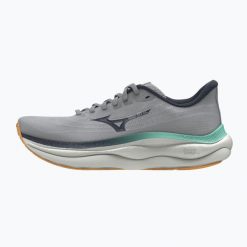 Buty do biegania męskie Mizuno Wave Sky 9 harbor. Szare buty do biegania Mizuno, bez wzorów, bez zapięcia, do biegania, mizuno wave. Za 599.99 zł.