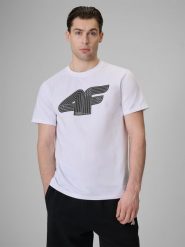4F T-shirt regular z nadrukiem męski - biały 3XL. Białe t-shirty 4F, m, bez wzorów, z bawełny, bez kołnierzyka, bez ramiączek. Za 69.99 zł.