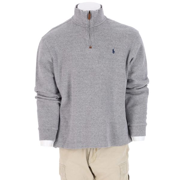 Second life - Męski szary sweter Henley - Stan bardzo dobry. Szare golfy RALPH LAUREN, m, bez wzorów, bez ramiączek. Za 255.56 zł.
