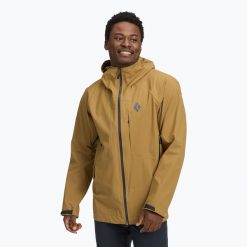 Kurtka przeciwdeszczowa męska Black Diamond Highline Stretch Shell. Brązowe kurtki Black Diamond, m, bez wzorów, bez kaptura. Za 1,099.00 zł.