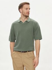 Jack&Jones Polo Linen 12252748 Zielony Regular Fit. Zielone koszulki polo Jack&Jones, m, bez wzorów, z bawełny, bez kołnierzyka, bez ramiączek. Za 119.99 zł.