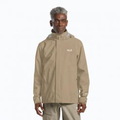 Kurtka przeciwdeszczowa męska Jack Wolfskin Trailtime 2L. Brązowe kurtki Jack Wolfskin, l, bez wzorów, z materiału, bez kaptura. Za 559.99 zł.