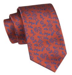 Elegancki Krawat Męski Angelo di Monti - Miedziany Kolor, w Kwiatki. Brązowe krawaty i muchy Angelo di Monti, bez wzorów, z tkaniny. Za 45.00 zł.