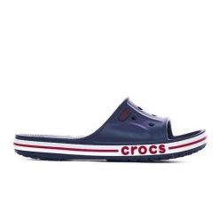 Klapki męskie Crocs Bayaband Slide. Niebieskie klapki Crocs, z materiału. Za 119.99 zł.