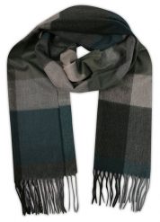 Szalik Zielono-Szary w Grubą Kratkę, Miękki, z Frędzlami Firmy V.Fraas -Cashmink- Męski. Szare szaliki V. Fraas, bez wzorów, z materiału. Za 65.00 zł.