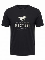 Męski T-Shirt Mustang Style Austin Jet Black 1017270 4188. Czarne t-shirty Mustang, l, bez wzorów, bez kołnierzyka, bez ramiączek. Za 69.99 zł.