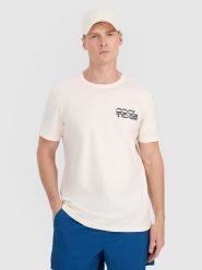 4F T-shirt regular z nadrukiem męski - biały S. Białe t-shirty 4F, m, bez wzorów, z bawełny, bez kołnierzyka, bez ramiączek. Za 59.99 zł.