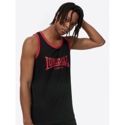 Tank top Lonsdale Knockan. Czarne bezrękawniki Lonsdale, bez wzorów, z bawełny, bez kołnierzyka, bez ramiączek. Za 137.00 zł.