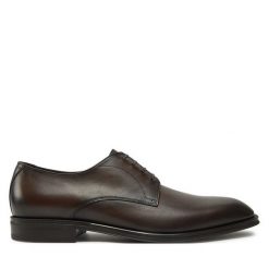 Półbuty BOSS. Brązowe eleganckie półbuty Boss, bez wzorów, bez obcasa, bez zapięcia. Za 1,119.00 zł.