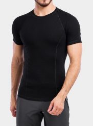 Koszulka termoaktywna męska Sensor Merino DF Tee S/S. Czarne bielizna termoaktywna Sensor, m, bez wzorów, z materiału, bez ramiączek, trekkingowe. Za 252.99 zł.