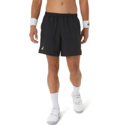 Szorty Asics Court 7 in. Czarne krótkie spodenki sportowe ASICS, bez wzorów. Za 196.45 zł.