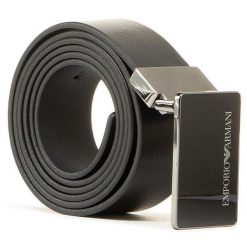 Pasek Męski Emporio Armani. Czarne paski Emporio Armani, bez wzorów. Za 589.99 zł.