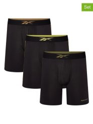 Reebok Bokserki (3 pary) "Hutton" w kolorze czarnym rozmiar: XL. Czarne bokserki Reebok, xl, bez wzorów. Za 61.46 zł.