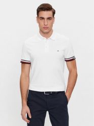 Tommy Hilfiger Polo Monotype Flag MW0MW33585 Biały Slim Fit. Białe koszulki polo Tommy Hilfiger, m, bez wzorów, z bawełny, bez kołnierzyka, bez ramiączek. Za 209.99 zł.