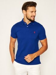 Polo Ralph Lauren Polo Core Replen 710795080001 Niebieski Slim Fit. Niebieskie koszulki polo Polo Ralph Lauren, m, bez wzorów, z bawełny, bez kołnierzyka, bez ramiączek. Za 569.99 zł.