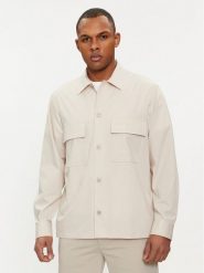 Calvin Klein Koszula K10K111364 Beżowy Boxy Fit. Brązowe koszule CALVIN KLEIN, m, bez wzorów, z bawełny, bez kołnierzyka, bez ramiączek. Za 269.99 zł.