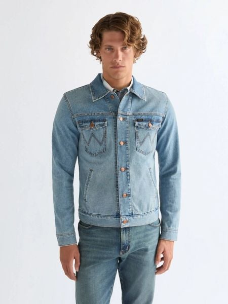 MESKA KURTKA WRANGLER DENIM JACKET THUNDER 112378497. Kurtki Wrangler, l, bez wzorów, z denimu, bez kaptura. Za 299.99 zł.