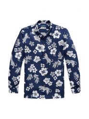 Polo Ralph Lauren Koszula 710B14227001 Granatowy Classic Fit. Niebieskie koszule Polo Ralph Lauren, m, bez wzorów, ze lnu, bez kołnierzyka, bez ramiączek. Za 949.99 zł.