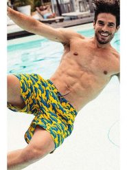 Admas Szorty kąpielowe w kolorze żółto-niebieskim rozmiar: L. Niebieskie kąpielówki admas, l, bez wzorów, z materiału. Za 113.99 zł.