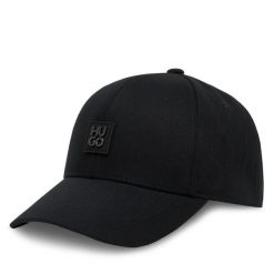 Czapka z daszkiem HUGO. Czarne czapki z daszkiem Hugo, bez wzorów. Za 189.99 zł.