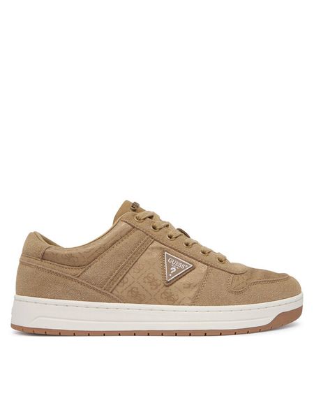 Guess Sneakersy FMTUDD SUE12 Khaki. Brązowe buty sportowe casual Guess, z aplikacjami, z materiału, bez zapięcia. Za 494.99 zł.