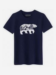 WOOOP Koszulka "Bear and Foxes" w kolorze granatowym rozmiar: XXL. Niebieskie bezrękawniki Wooop, xxl, bez wzorów, bez kołnierzyka, bez ramiączek. Za 61.89 zł.