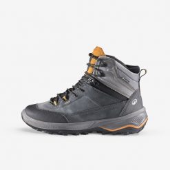 Buty trekkingowe męskie MT100 skóra. Brązowe buty trekkingowe SIMOND, bez wzorów, z kauczuku, przed kolano, bez zapięcia. Za 359.99 zł.