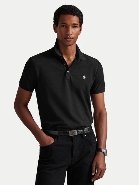 Polo Ralph Lauren Polo 710941439040 Czarny Custom Slim Fit. Czarne koszulki polo Polo Ralph Lauren, m, bez wzorów, z bawełny, bez kołnierzyka, bez ramiączek. Za 509.99 zł.