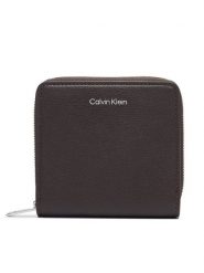 Calvin Klein Portfel Foil Logo Medium Zip Around LV04F1120G Brązowy ciemny. Brązowe portfele CALVIN KLEIN, bez wzorów, ze skóry. Za 249.99 zł.