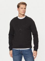 Guess Bluza M5RQ08 KCN01 Czarny Regular Fit. Czarne bluzy Guess, m, z aplikacjami, z bawełny, bez kaptura. Za 179.99 zł.