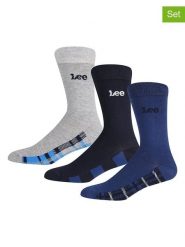 LEE Underwear Skarpety (3 pary) "Crosbie" w kolorze niebieskim, szarym i czarnym rozmiar: 43-46. Czarne skarpety LEE Underwear, bez wzorów. Za 37.45 zł.