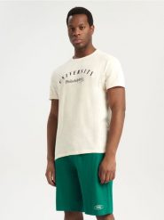 Piżama bawełniana - kremowy. Białe piżamy Sinsay, l, bez wzorów, z bawełny, bez ramiączek. Za 39.99 zł.