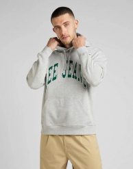 LEE HOODIE SEASONAL MĘSKA BLUZA KLASYCZNA Z KAPTUREM LOGO GREY MELE L84JRYMP 112322632. Szare bluzy z kapturem Lee, na jesień, l, bez wzorów, z bawełny, z kapturem. W wyprzedaży za 104.99 zł.