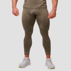 Legginsy męskie bieganie slim Pulse Vetiver. Zielone legginsy długie sportowe GYMBEAM, m, bez wzorów, z elastanu, do biegania. Za 127.90 zł.