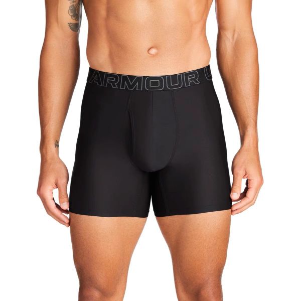 Bokserki męskie Under Armour PERFORMANCE TECH MESH -SOLID 6 IN 3PK. Czarne bokserki Under Armour, m, bez wzorów, z meshu. Za 199.99 zł.