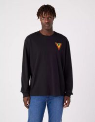 WRANGLER CHEST LOGO TEE MĘSKI LONGSLEEVE KOSZULKA Z DŁUGIM RĘKAWEM BLACK W7BKEE100 112321459. Czarne bluzki z długim rękawem Wrangler, m, bez wzorów, bez kołnierzyka, bez ramiączek. Za 109.99 zł.