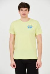 LA MARTINA Żółty t-shirt z dużym logo. Żółte t-shirty La Martina, m, bez wzorów, bez kołnierzyka, bez ramiączek. W wyprzedaży za 199.99 zł.