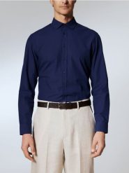 Koszula regular fit - granatowy. Niebieskie koszule Reserved, l, bez wzorów, z bawełny, bez kołnierzyka, bez ramiączek. Za 139.99 zł.