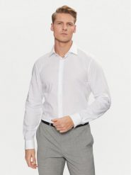 Calvin Klein Koszula Poplin Stretch Regular Shirt K10K109509 Biały Slim Fit. Białe koszule CALVIN KLEIN, m, bez wzorów, z bawełny, bez kołnierzyka, bez ramiączek. Za 189.99 zł.
